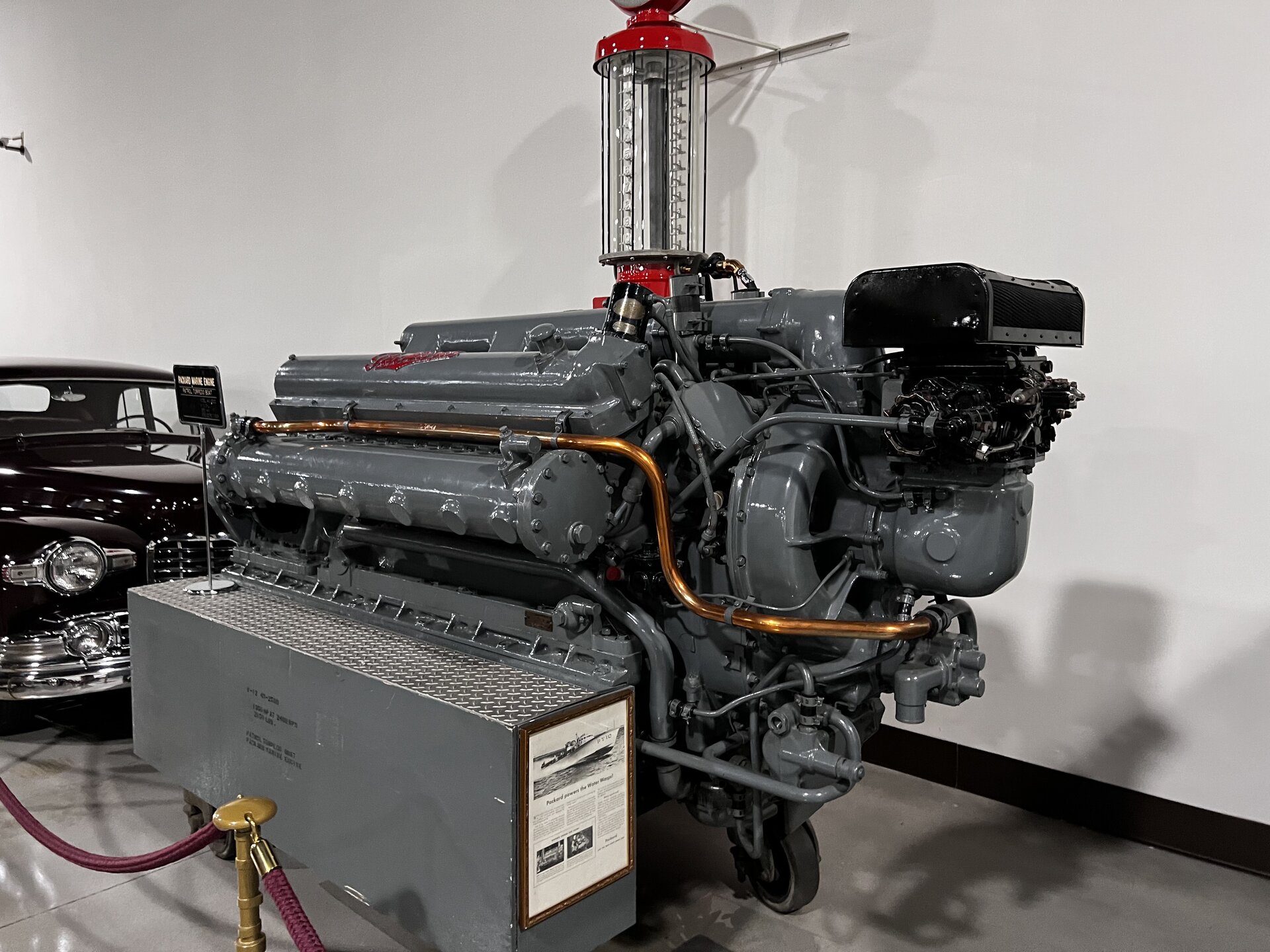 Packard 4M-2500 marine V12 engine photographed first-hand by Omar Mukhtar at the Nethercutt Collection.