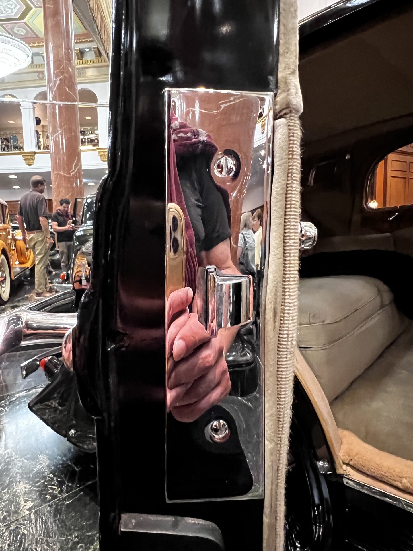 Rolls-Royce interior detail photographed first-hand by Omar Mukhtar at the Nethercutt Collection.